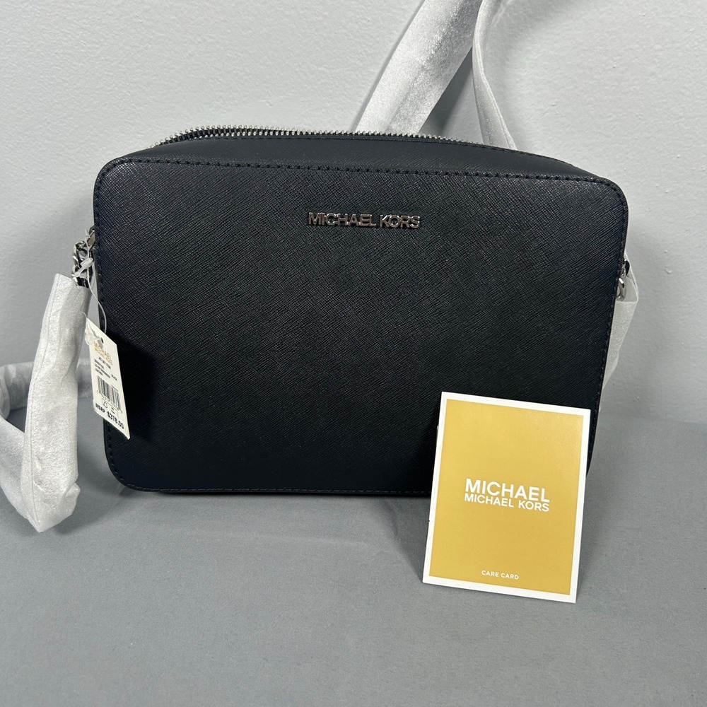 Michael Kors Crossbody Bag Black Jet Set Item Large Saffiano Leather Purse